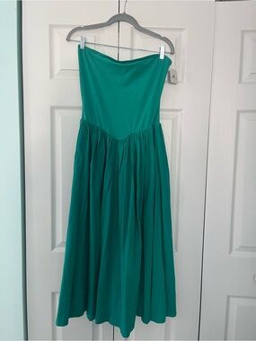Free People Strapless Teal Green Midi Dress